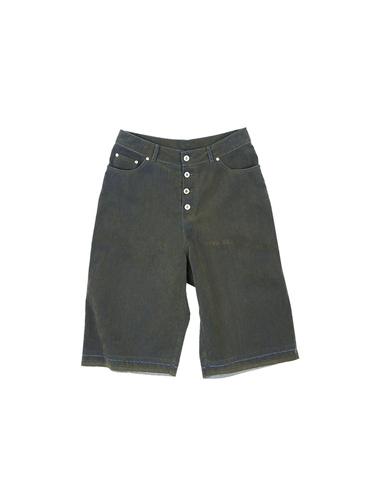 SOD Co. Washed Flocked Baggy Denim Shorts | Face 3 Face
