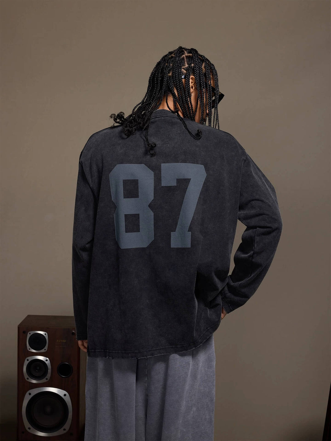 1807 Pegasus Embroidered Patch Distressed Long Sleeve Tee | Face 3 Face