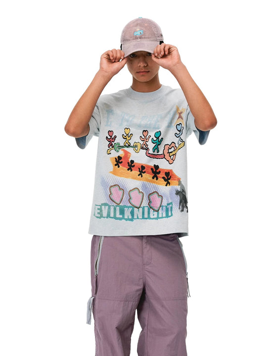 EVILKNIGHT(EK) Hand Painted Graffiti Tee | Face 3 Face
