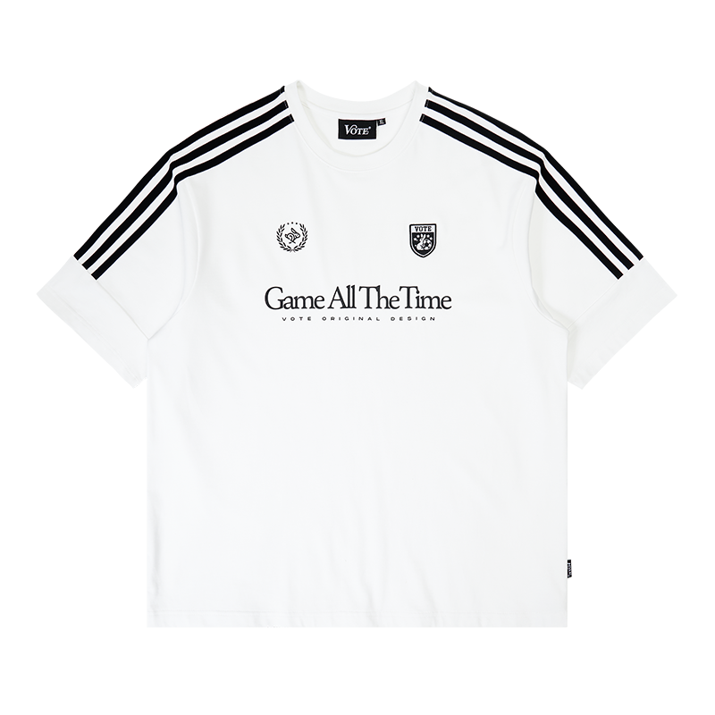 VOTE Black & White Striped Uniform Jersey Tee