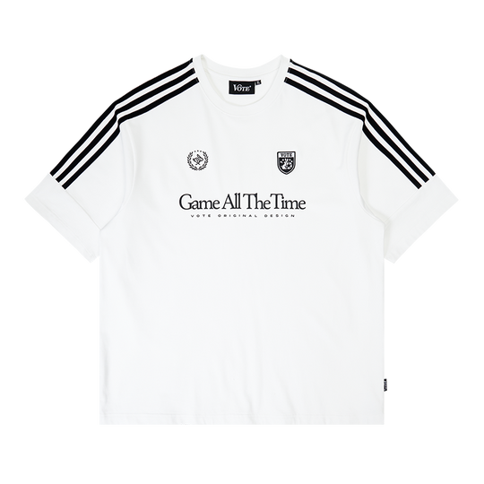 VOTE Black & White Striped Uniform Jersey Tee