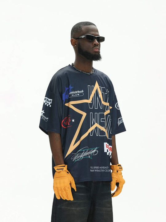 UNTILWERICH Star Print Short Sleeve Mesh Hockey Jersey | Face 3 Face