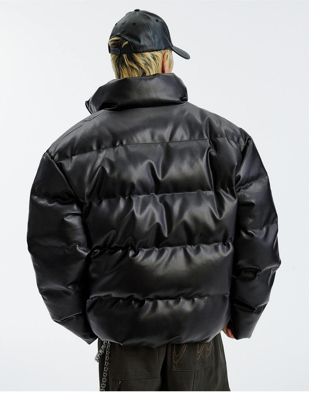 MEDM Leopard Patch PU Leather Puffer Jacket | Face 3 Face