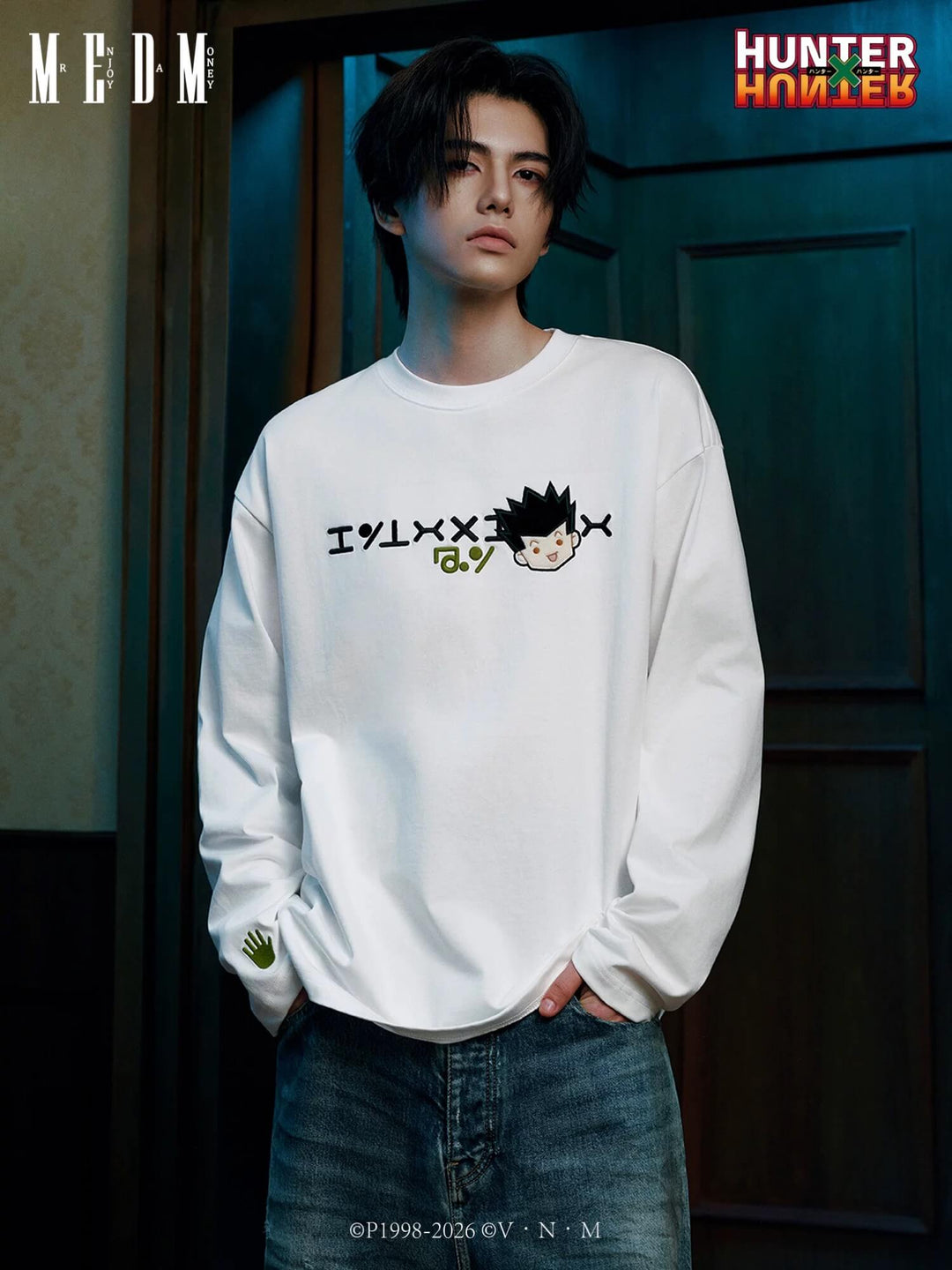 MEDM × HUNTER×HUNTER Character Embroidered Patch Long Sleeve Tee | Face 3 Face