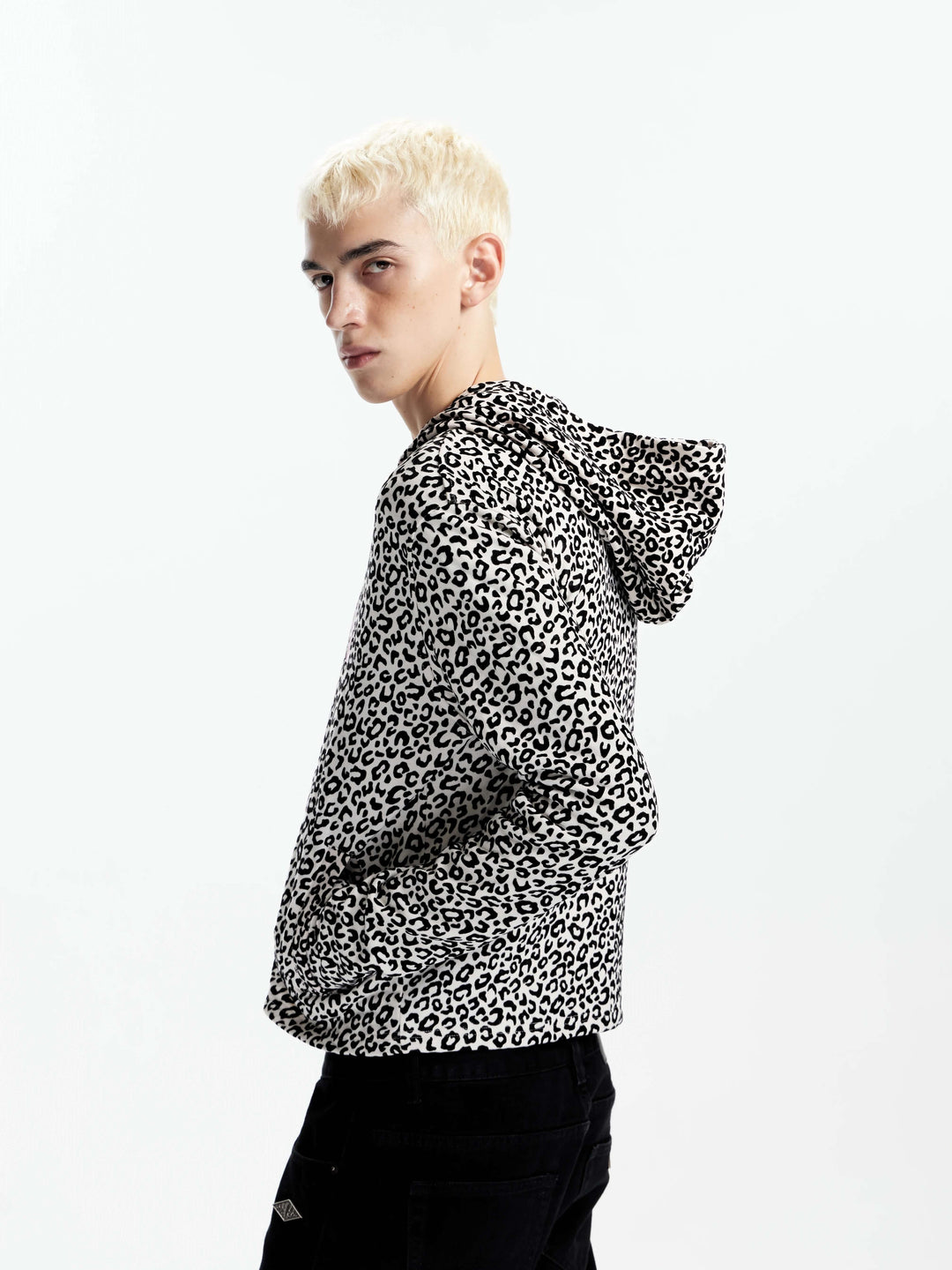 KARMANISTIC Leopard Print Glossy Graphic Zip Up Hoodie | Face 3 Face