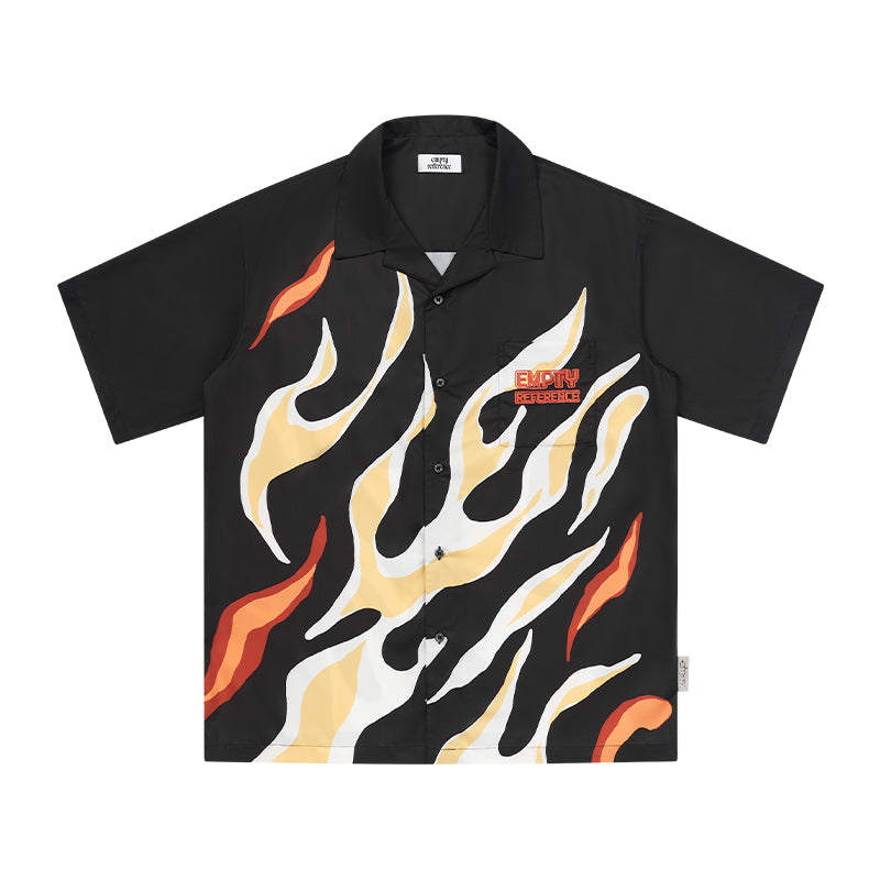 EMPTY REFERENCE Abstract Flame Printed Short Sleeve Shirt