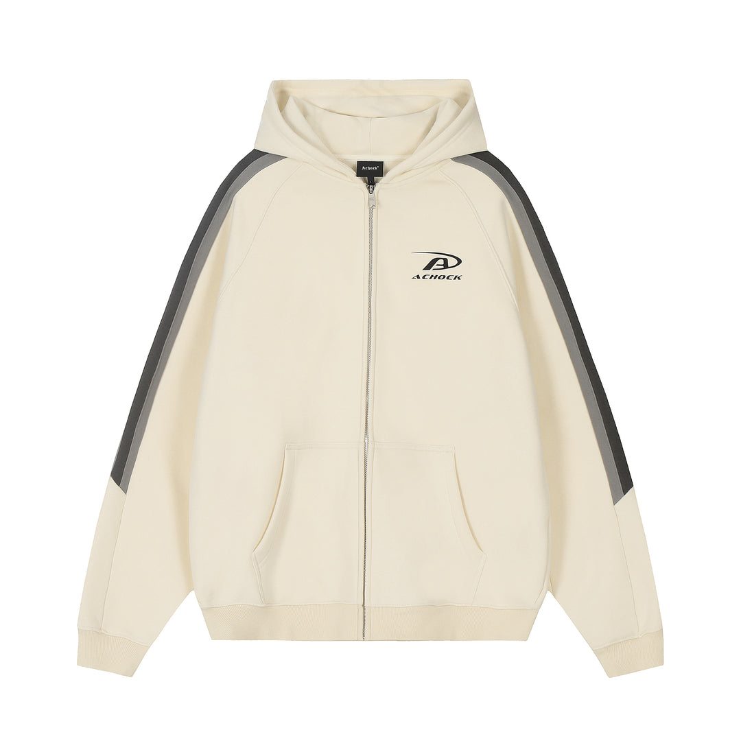 Achock Small Logo Splicing Zipper Hoodie