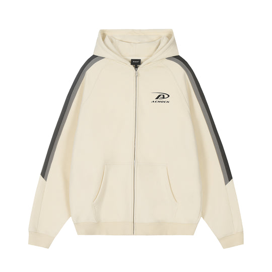 Achock Small Logo Splicing Zipper Hoodie
