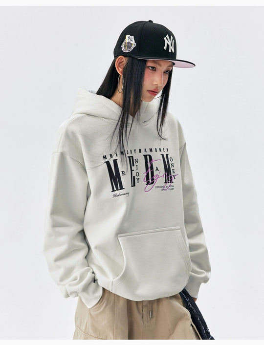 MEDM Logo Print and Embroidered Lettering Hoodie | Face 3 Face