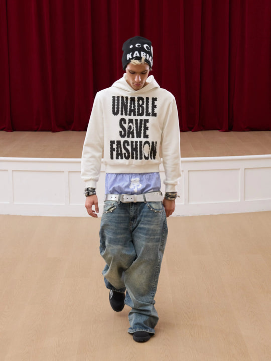 KARMANISTIC Rhinestone Embellished Slogan Print Hoodie | Face 3 Face