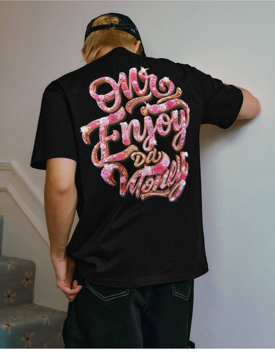 MEDM Rose Gemstone Floral Logo Print Short Sleeve Tee | Face 3 Face