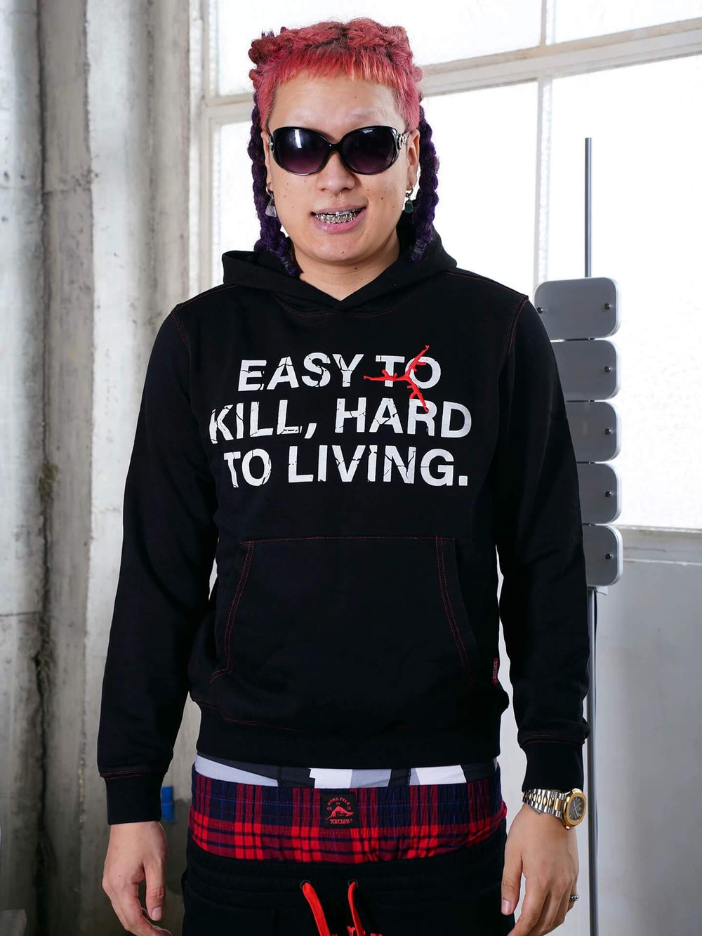 TGFCLUB Easy To Kill Hard To Living Print Slim Fit Hoodie | Face 3 Face