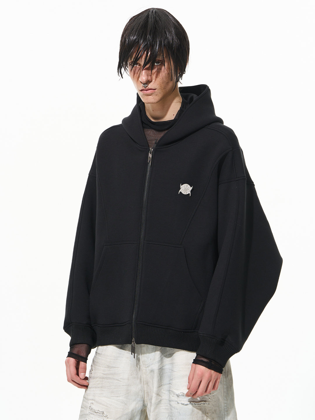 BLIND NO PLAN 3D Reconstructed Inverted Sleeves Zip-Up Hoodie | Face 3 Face