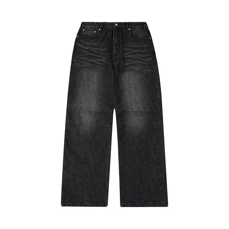 1807 Allover Paisley Washed Denim Jeans | Face 3 Face