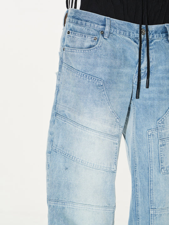 BLIND NO PLAN Double Waist Layer Mismatched Jeans | Face 3 Face