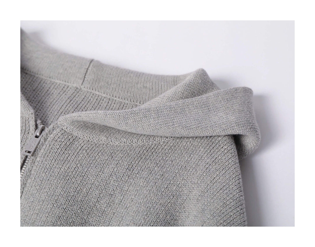 KARMANISTIC Embroidered Zip Up Knit Hoodie | Face 3 Face