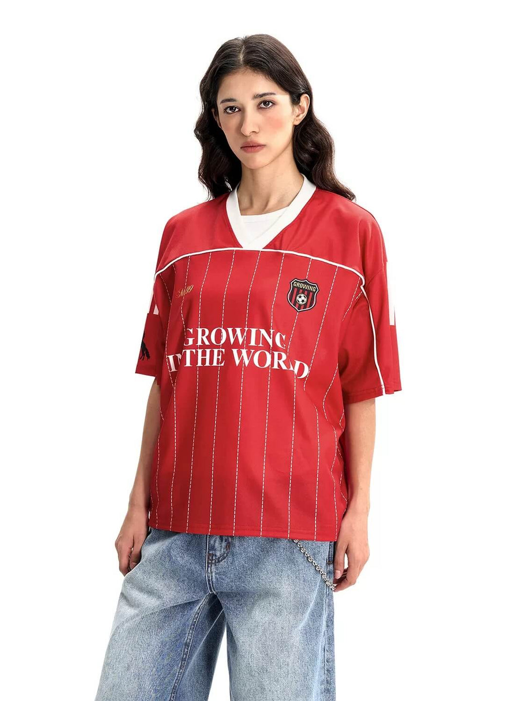 F3F Select Stitch Stripe Mesh V Neck Short Sleeve Soccer Jersey | Face 3 Face