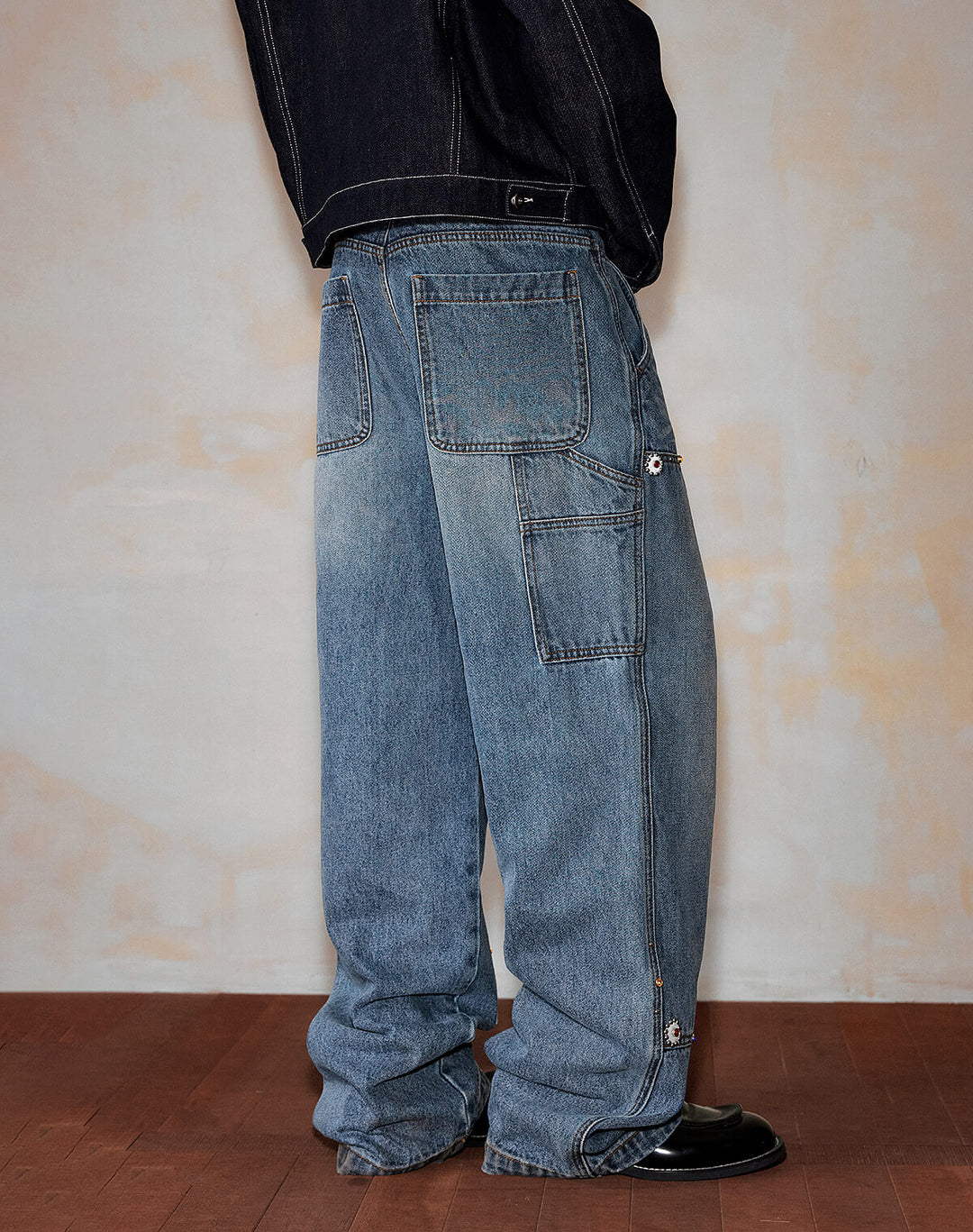 MEDM Gemstone Studded Double Knee Washed Jeans | Face 3 Face