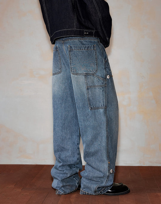 MEDM Gemstone Studded Double Knee Washed Jeans | Face 3 Face