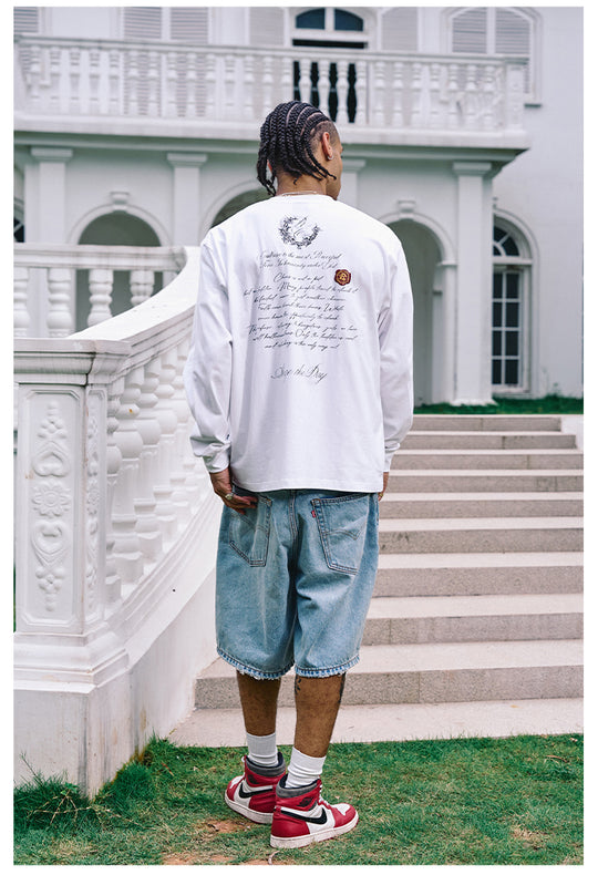 Remedy Wax Seal Handwritten Letter Print Long Sleeve Tee | Face 3 Face