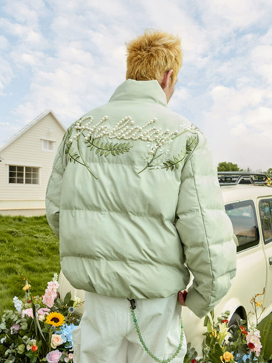 Harsh and Cruel Floral Pearl Embroidery Down Jacket | Face 3 Face