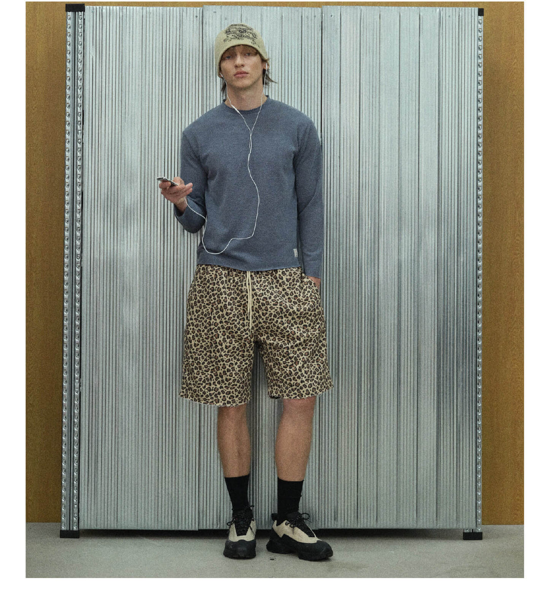 S45 Leopard Print Cutoff Sweat Shorts