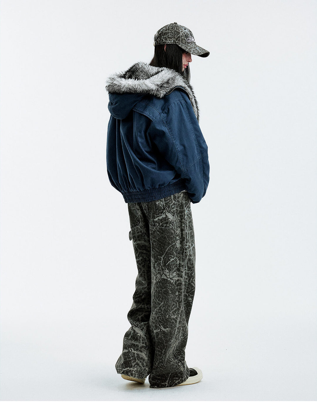 MEDM Fur Lined Washed Work Hooded Jacket | Face 3 Face