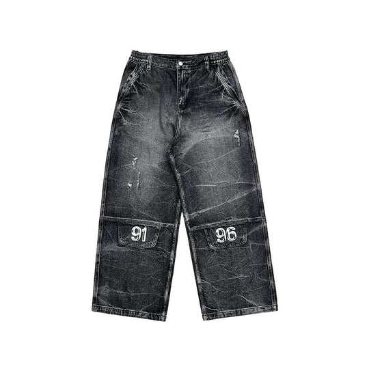 EVETS x LABT Heavy Lightning Whisker Washed Baggy Jeans | Face 3 Face