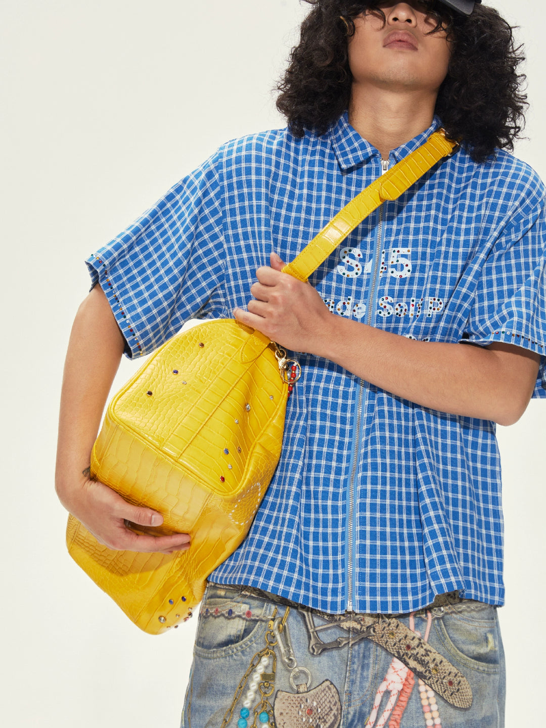 S45 Colorful Diamond Crocodile Leather Travel Bag | Face 3 Face