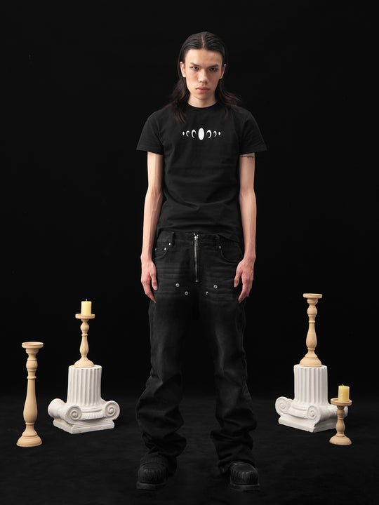 KARMANISTIC Rivet Zipper Fly Washed Flared Jeans | Face 3 Face