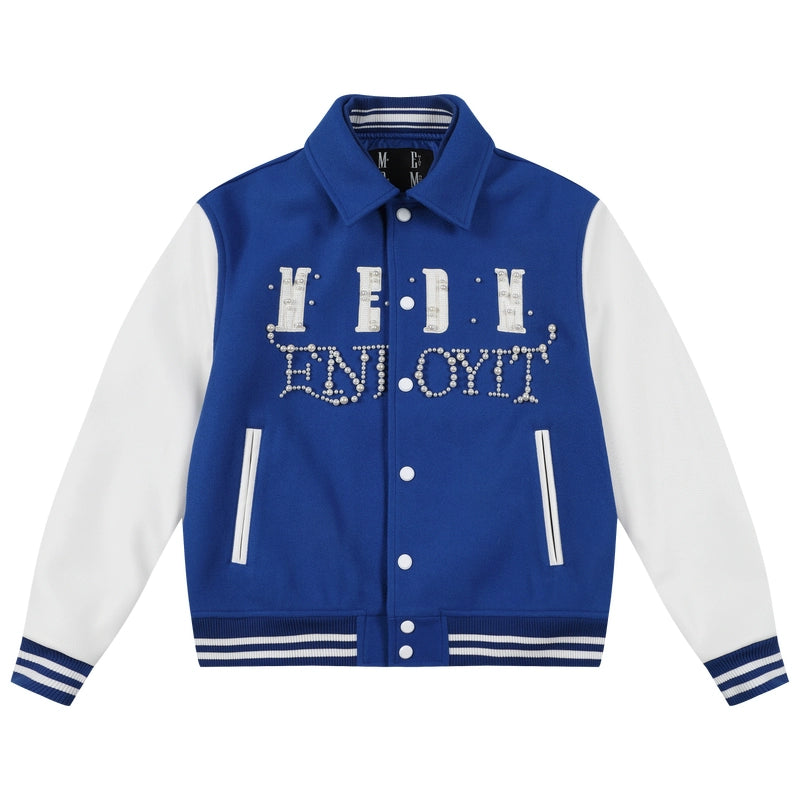 MEDM Pearl Logo Color Block Varsity Jacket | Face 3 Face