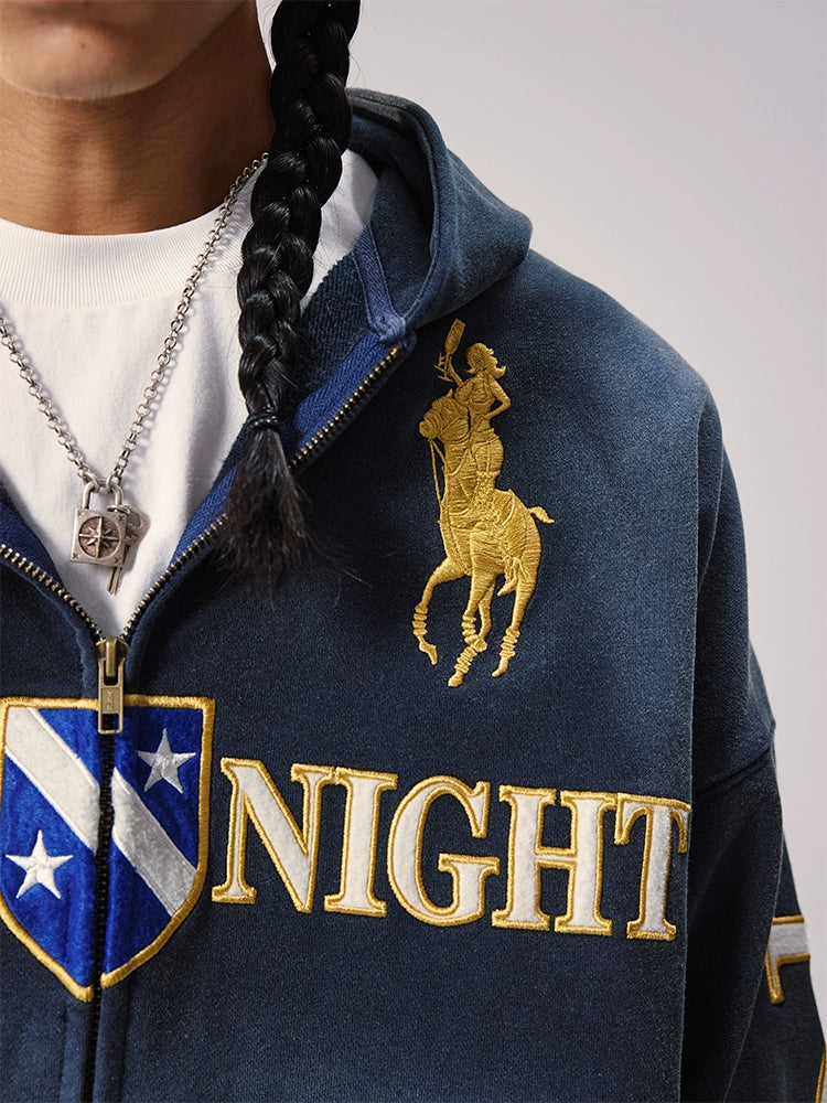 Remedy Washed Patch Embroidered Zip Up Hoodie | Face 3 Face