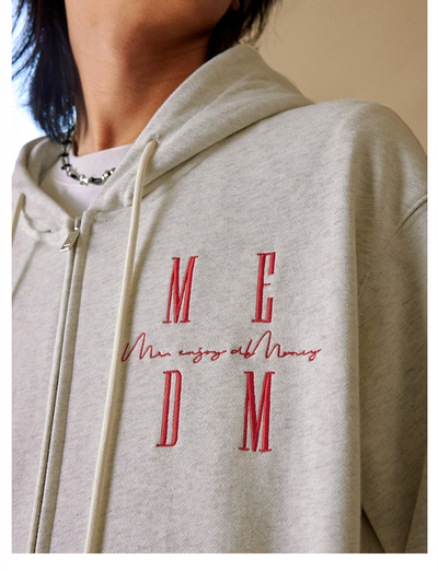 MEDM Basic Logo Embroidery Zip Up Hoodie | Face 3 Face