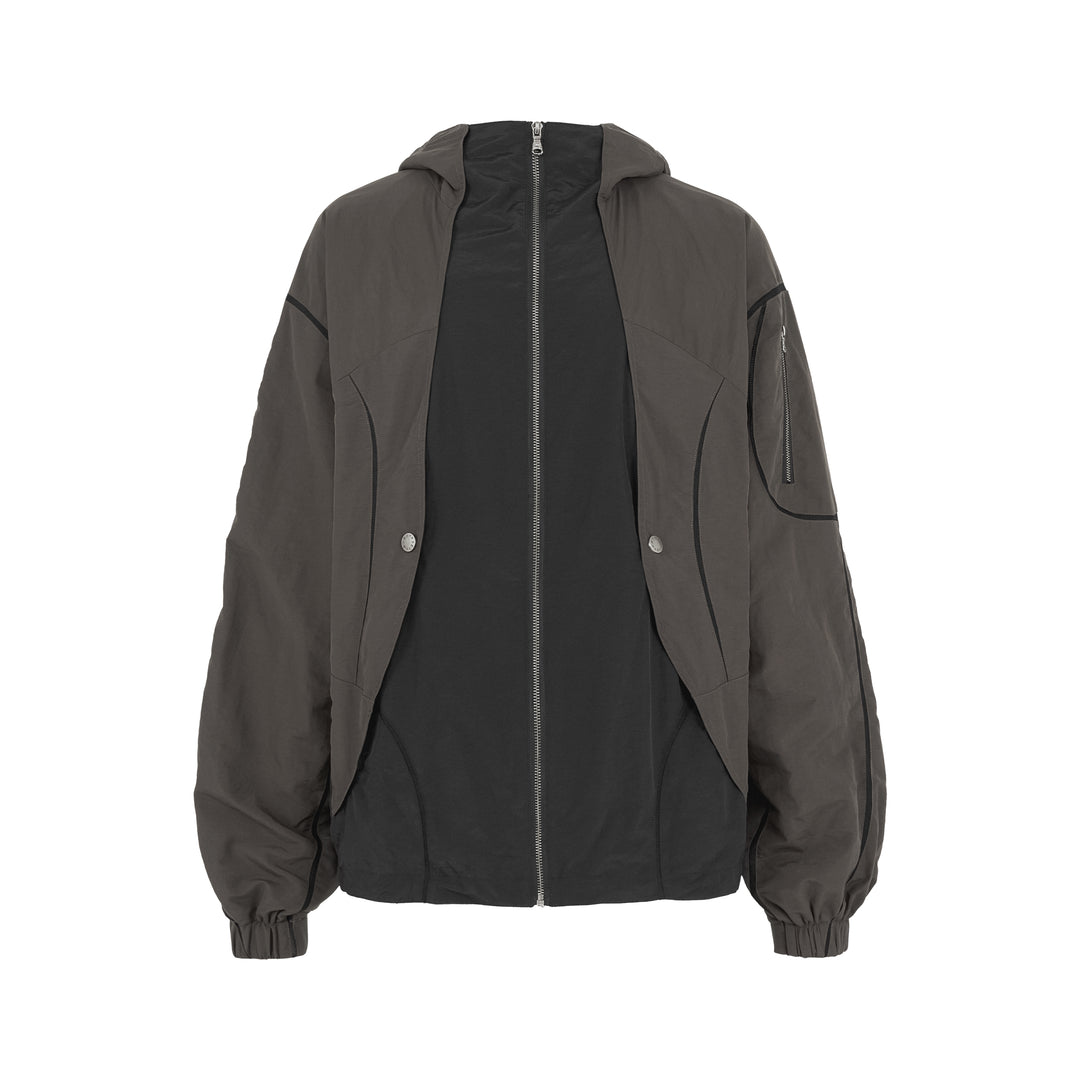 UNDERWATER Color Blocking Mesh Patchwork Punching Jacket