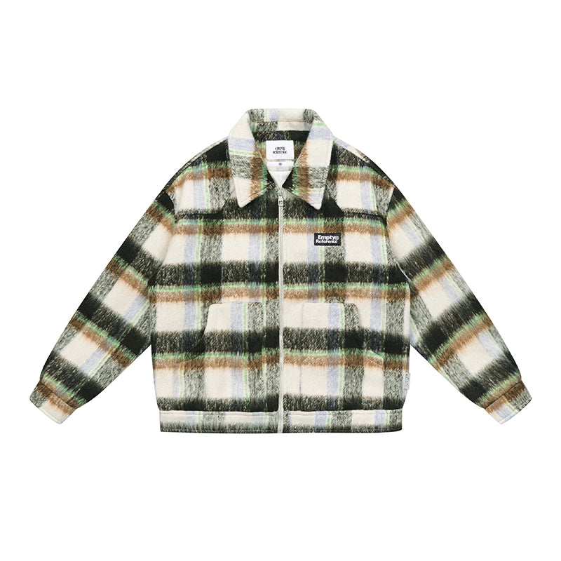 EMPTY REFERENCE Colorblocking Plaid Brushed Jacket | Face 3 Face