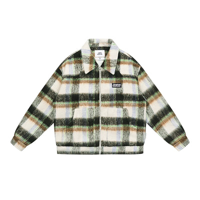 EMPTY REFERENCE Colorblocking Plaid Brushed Jacket | Face 3 Face