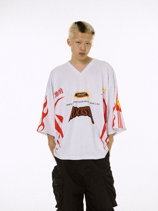 ROCKSTA Flame LOGO Printed Mesh Hockey Jersey | Face 3 Face