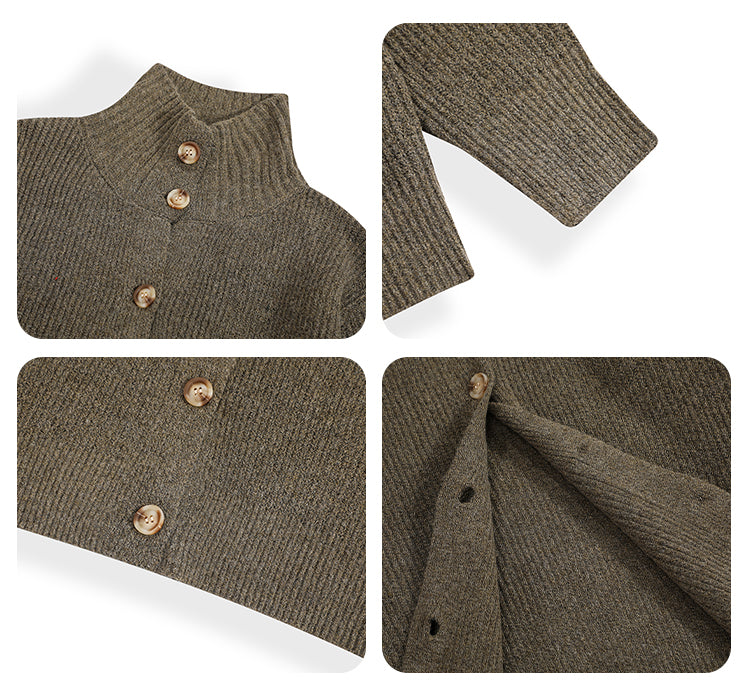 F3F Select High Neck Collar Button Knit Cardigan | Face 3 Face