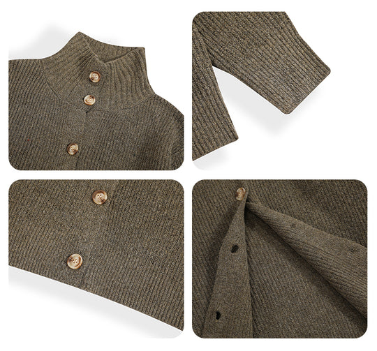 F3F Select High Neck Collar Button Knit Cardigan | Face 3 Face