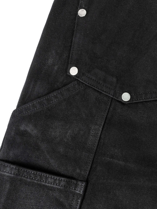 ANTIDOTE Wax Finish Studded Distressed Double Knee Denim Pants | Face 3 Face
