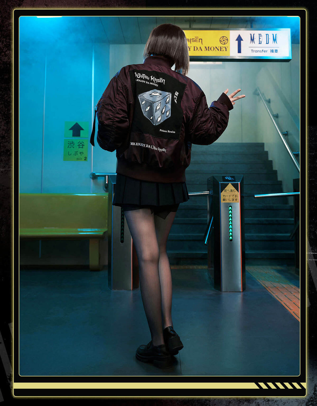 MEDM × Jujutsu Kaisen Prison Realm Print Patch MA-1 Bomber Jacket | Face 3 Face