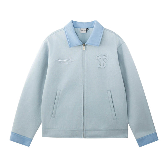 Small Town Kid Faux Suede Logo Patch Work Jacket | Face 3 Face