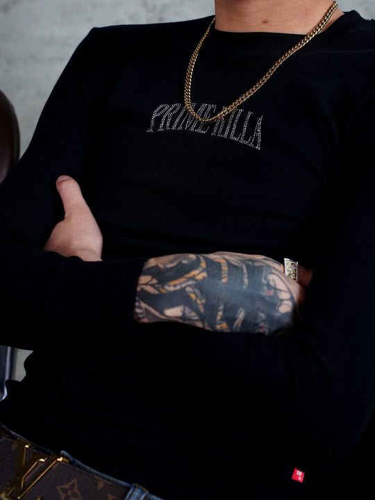 TGFCLUB PRIME KILLA Rhinestone Stretch Slim Fit Long Sleeve Tee | Face 3 Face