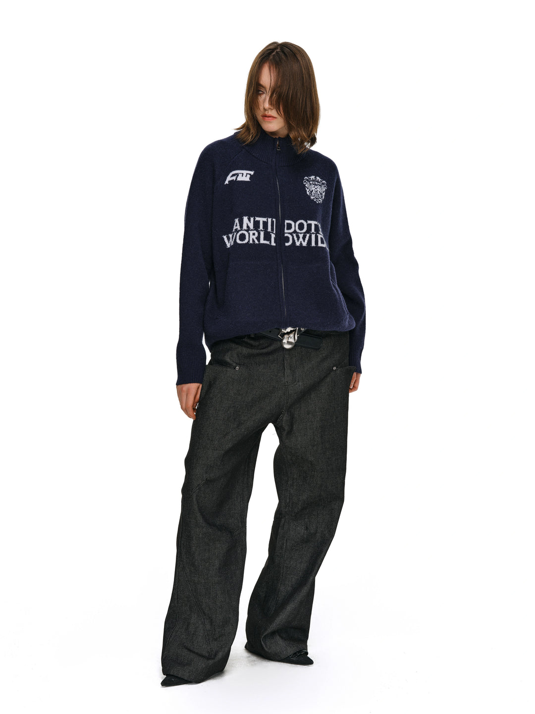 ANTIDOTE Logo Zip Knit Cardigan | Face 3 Face