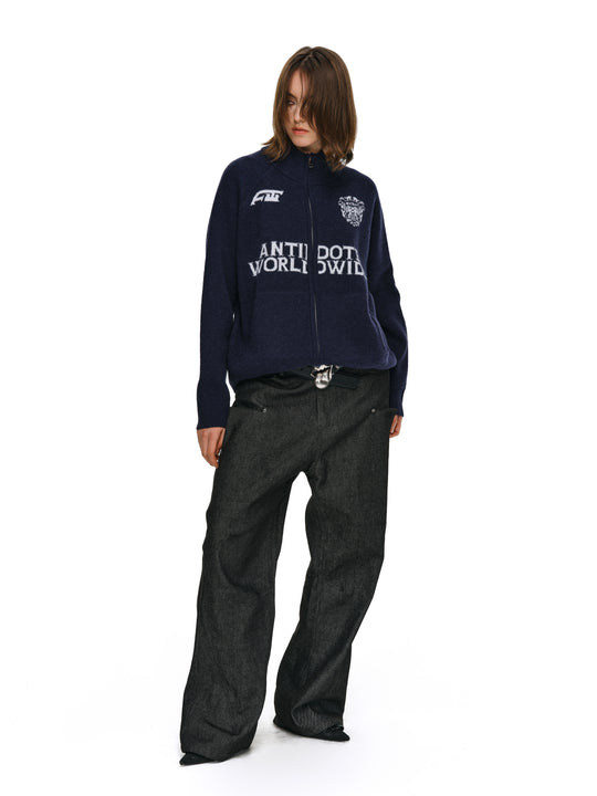 ANTIDOTE Logo Zip Knit Cardigan | Face 3 Face