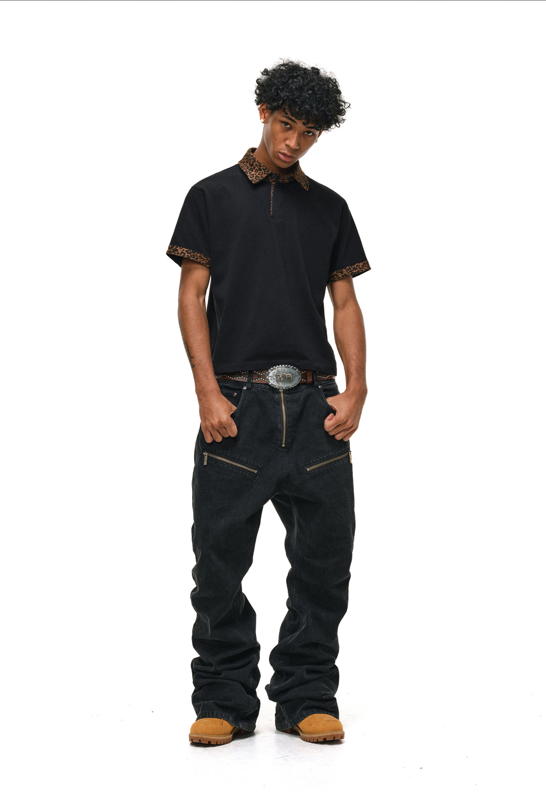 ANTIDOTE Studded Punk Zipper Flared Jeans | Face 3 Face