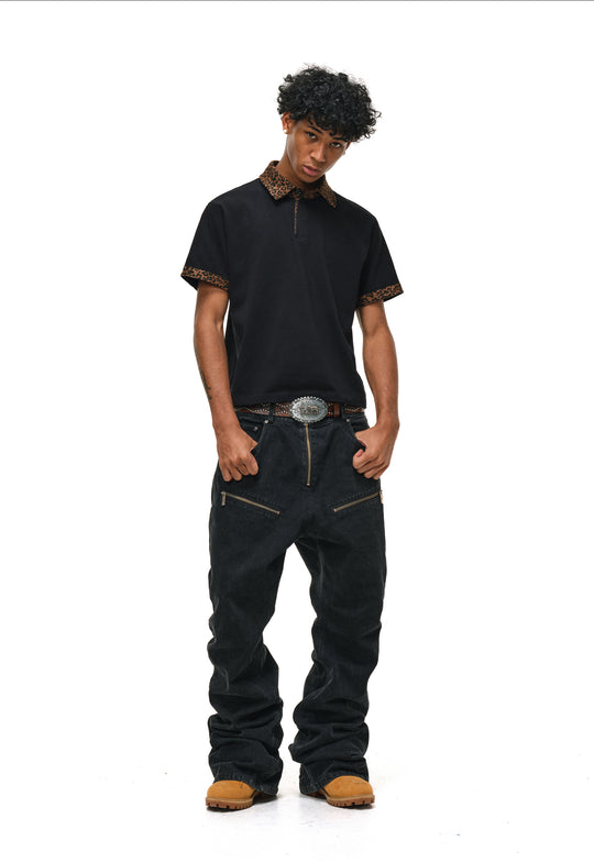 ANTIDOTE Studded Punk Zipper Flared Jeans | Face 3 Face