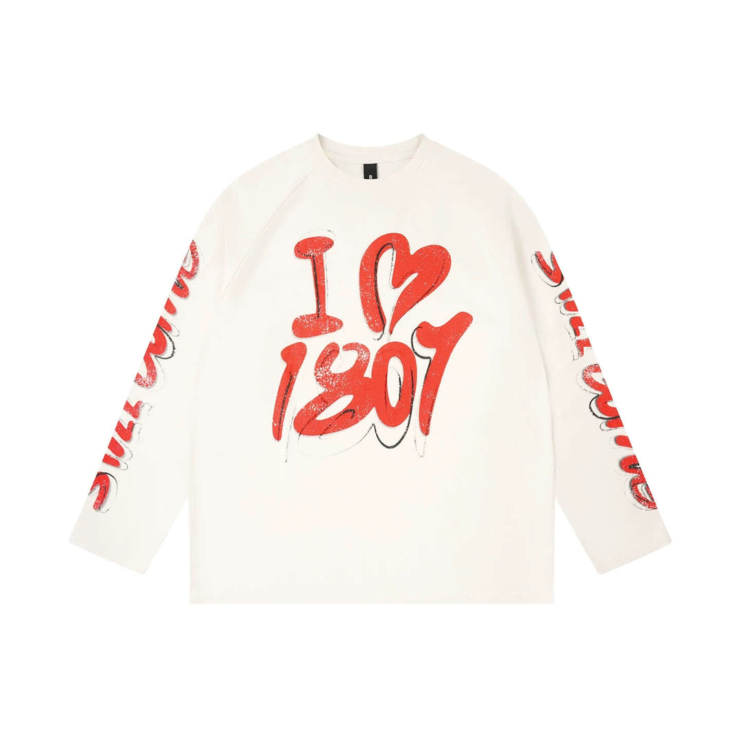 1807 Graffiti Heart Printed Long Sleeve Tee | Face 3 Face