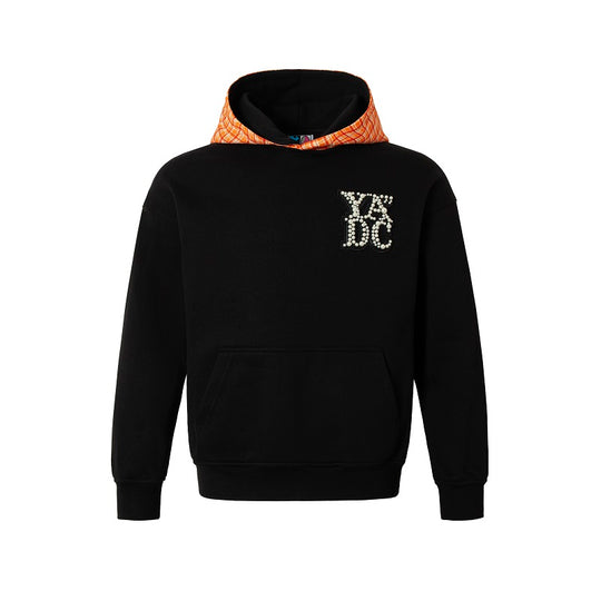 YADcrew Twisted Plaid Hood Pearl Leather Logo Hoodie | Face 3 Face