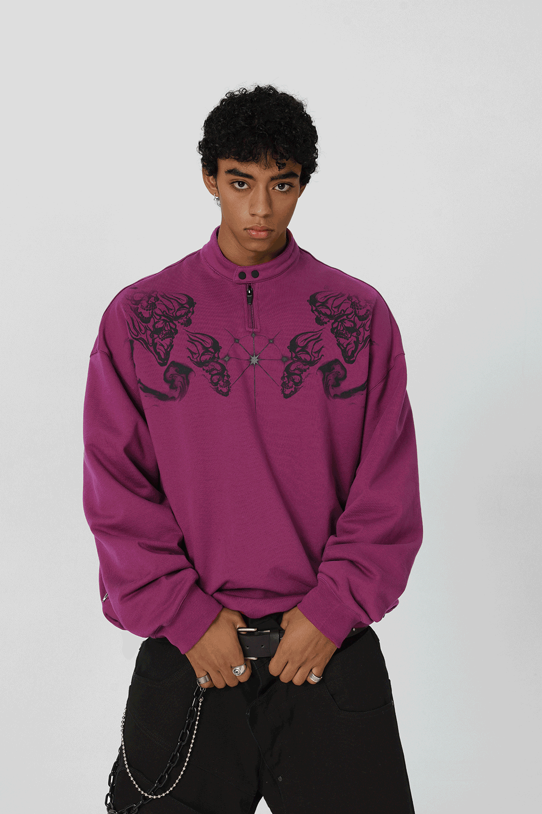 JHYQ Screen Printed Half Zip Sweatshirt